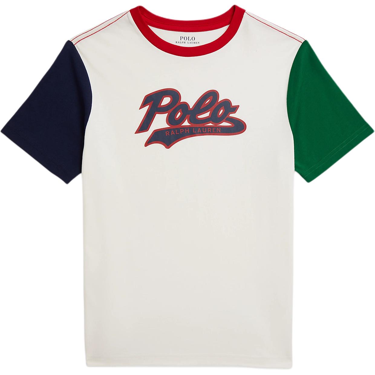 

Polo Ralph Lauren Узор с логотипом Color Block Хлопковый трикотаж Стирка Круглый вырез Короткий рукав Футболка Детские топы 323P02588-002 L