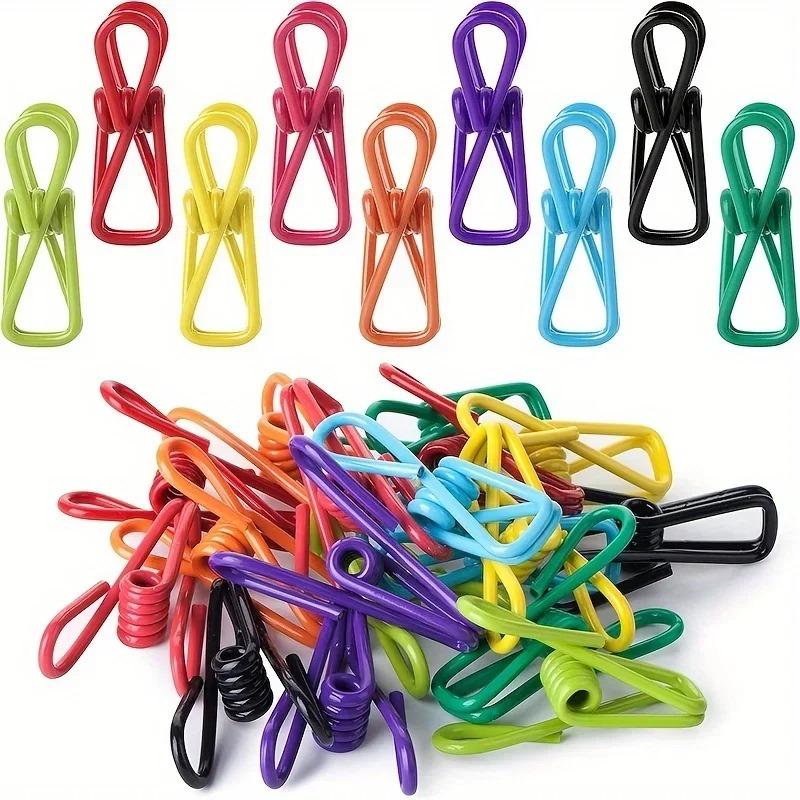 10pcs Colorful Mini Clothespins - Coated Metal Clips with High Elasticity, Multi-Purpose Reusable Bag Sealing Clips for Kitchen