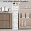 Slim Storage Cabinet Multi-Tier Tall Narrow Storage Cabinet with Wheels Drawers Rolling Multi-Drawer Organizer for Small Spaces Bathroom Bedroom
