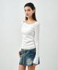 MONGDOL [Set] Boat Neck Layered Ribbed T-Shirt White Mdts087White