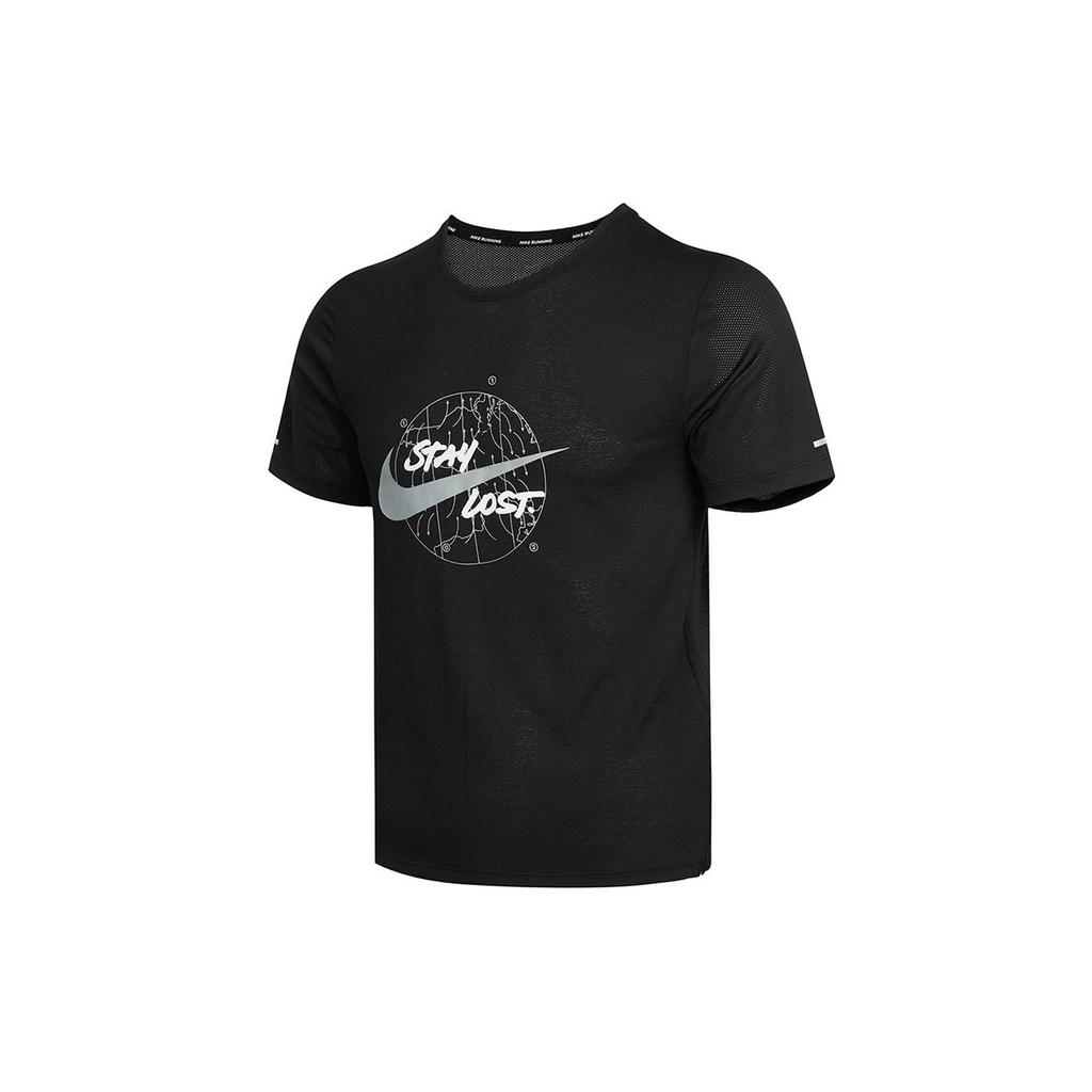 Nike Dri-Fit Running Quick-Dry Printed Short-Sleeve T-Shirt Men Tops Black DA0217-010