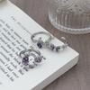 High Value Nine Purple From Fire Sweet Sister Dream Wind Purple Zircon Diamond Star Moon Butterfly Open Ring Stacked Ring