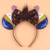 Cartoon Character Mouse Ears Headband Sequins 5" Bow Hairband For Girls Children Festival Party DIY Hair Accessories Gift