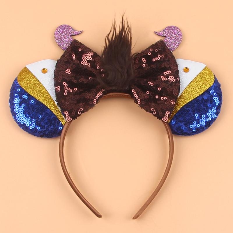 Cartoon Character Mouse Ears Headband Sequins 5" Bow Hairband For Girls Children Festival Party DIY Hair Accessories Gift