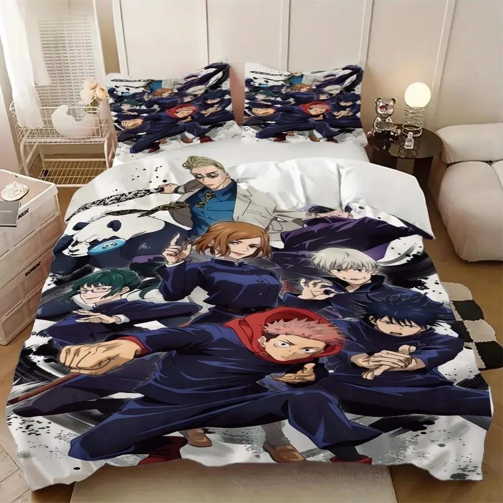 Anime Jujutsu Kaisen Duvet Cover Pillowcase Bedding Set Kids Boy Girl Bedroom Decoration 2/3piece set Single/Double/Queen Large