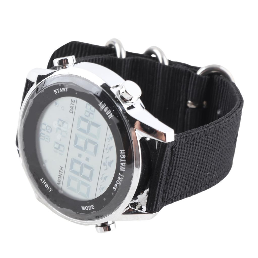 Men Digital Sports Watch Rainproof Alarm Countdown Dual Time Zone Nylon Strap Digital Watch with Stopwatch for Outdoor