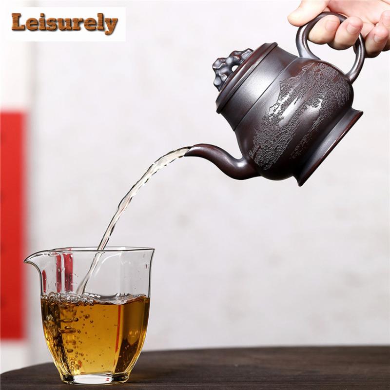 320ml Aesthetic Yixing Purple Clay Teapots Artists Handmade Pot Raw Ore  Antique Red Mud Kettle Chinese Zisha Tea Set Drinkware