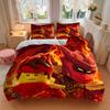 Ninjago Fire Battle Print 3Pcs Bedding Set,Duvet Cover with 2 Bedro,Pillowcase Home Birthday Gift