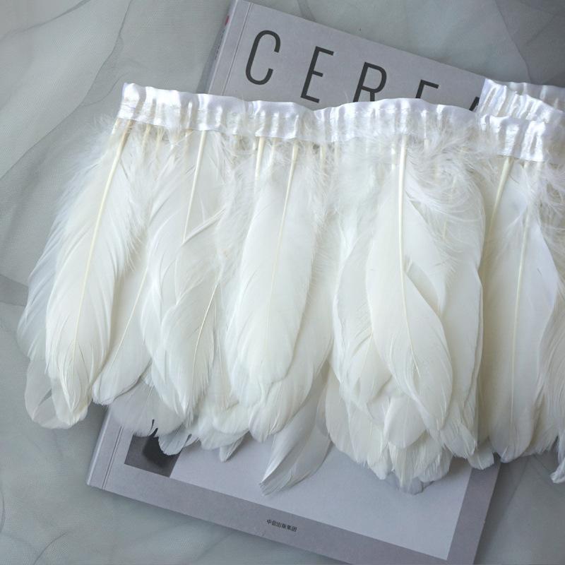 Color Hard Floating Feather Cloth Edge Goose Feather Cloth Strip Diy Feather Flower Skirt Shawl Stage Costume Wing Decoration