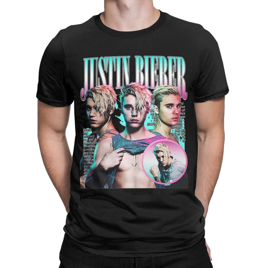 Men's T-Shirts Justins Biebers Leisure Pure Cotton Tees Short Sleeve T Shirts Round Neck Tops Party