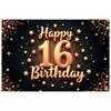 Złoty Motyw Znak Happy Birthday Baner Urodzinowy Dekoracja na 16. Urodziny do Wnętrz tło do zdjęć