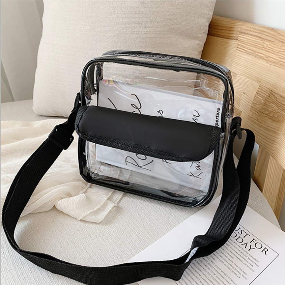 Enkrio Clear Transparent Crossbody Shoulder Lightweight PVC Waterproof Pouch Bag, Bag, Material,