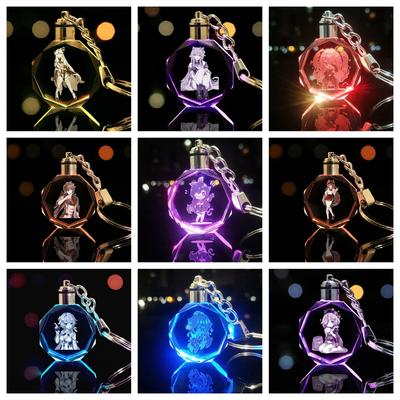 Genshin Impact Wendy Klee Keqing Qiqi Crystal Keychain Led Lightpendant Colorful