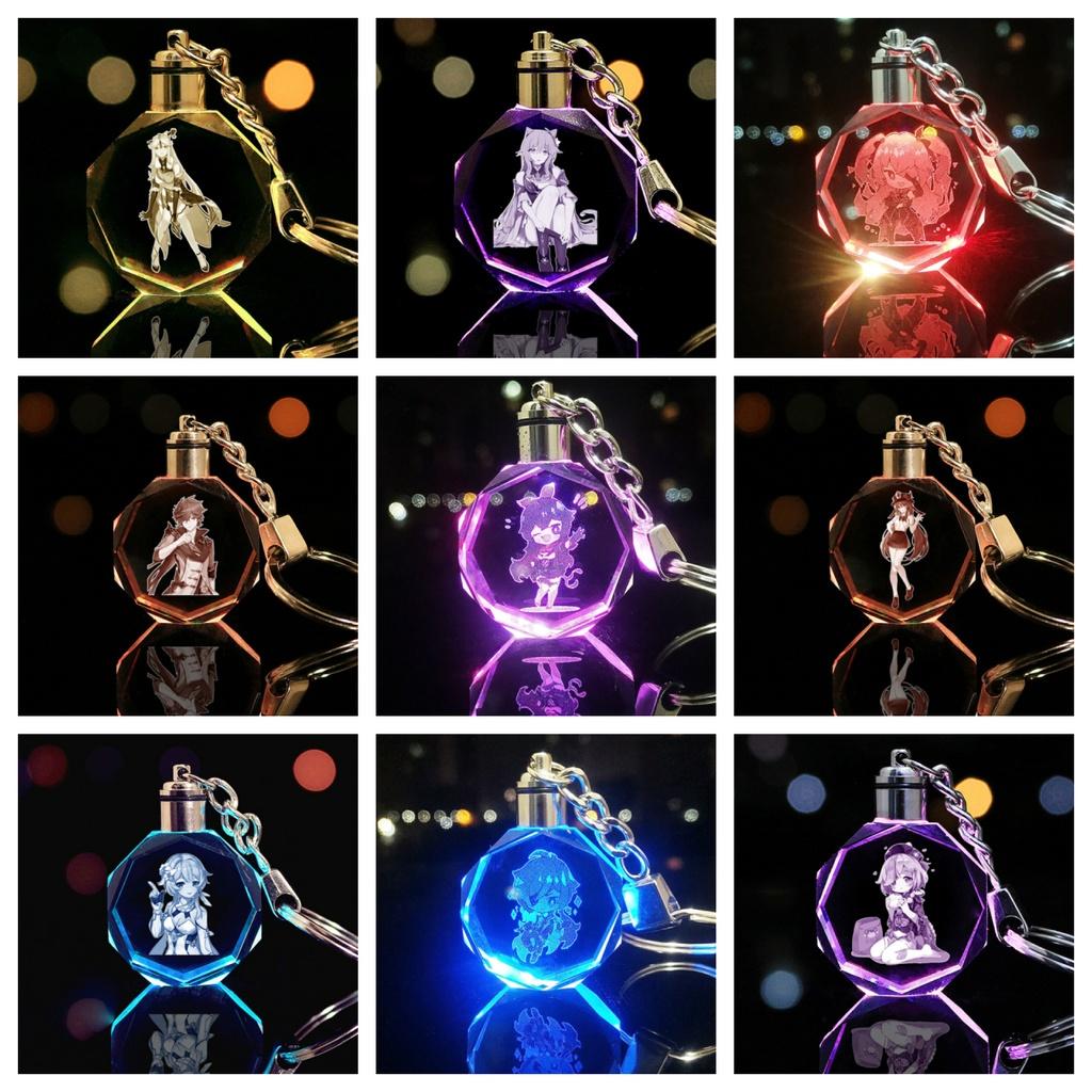 Elegant Genshin Impact Crystal Keychain With Stunning Led Colorful Light For All Occasions