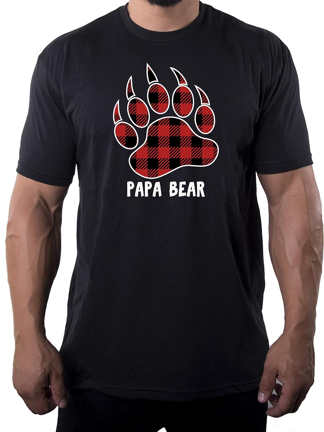 Papa Bear Shirt with Buffalo Plaid Claw Men s T-Shirts Cool Shirts for Dad Unisex T-Shirt M