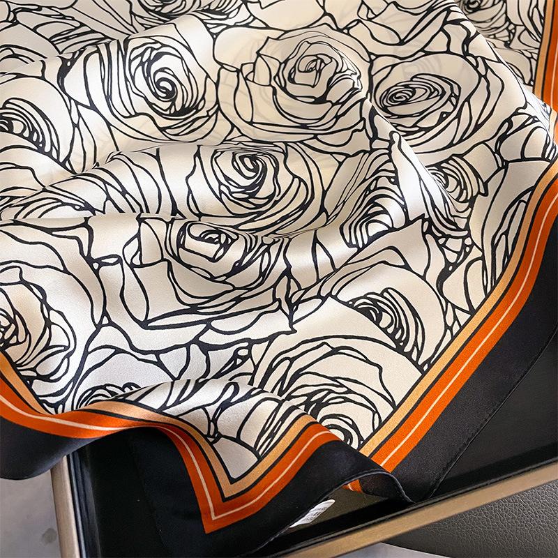 Korean New Printed Scarf Mulberry Silk Square Scarf Spring and Autumn Summer Dual-purpose Shawl Neck Protection Occupation Silk Scarf
