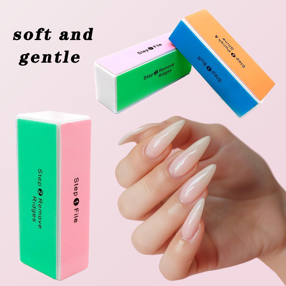 Colorful Four-Sided Nail Polishing Block - Four-Step Nail File and Buffer