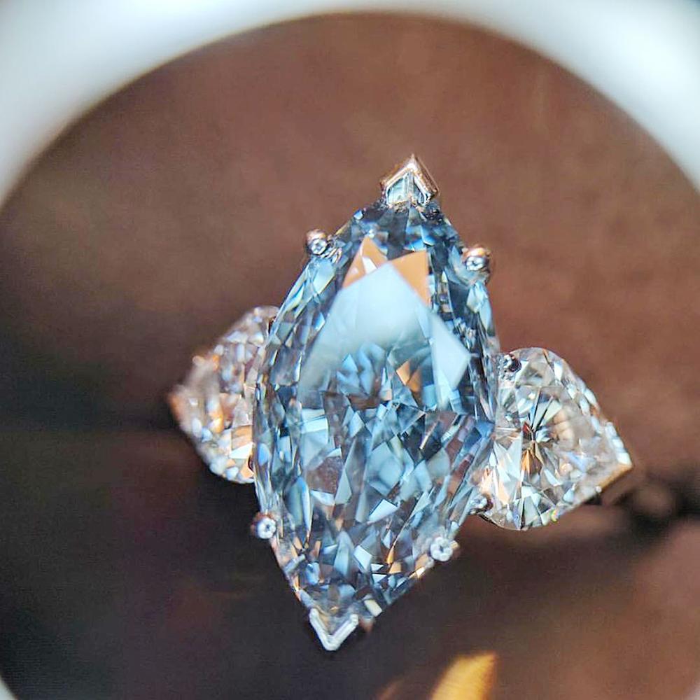 Partysu Style Women Ring Sky Blue Marquise/White Heart CZ Stylish Wedding Ring Gift for Girl New Drop Shipping Rings