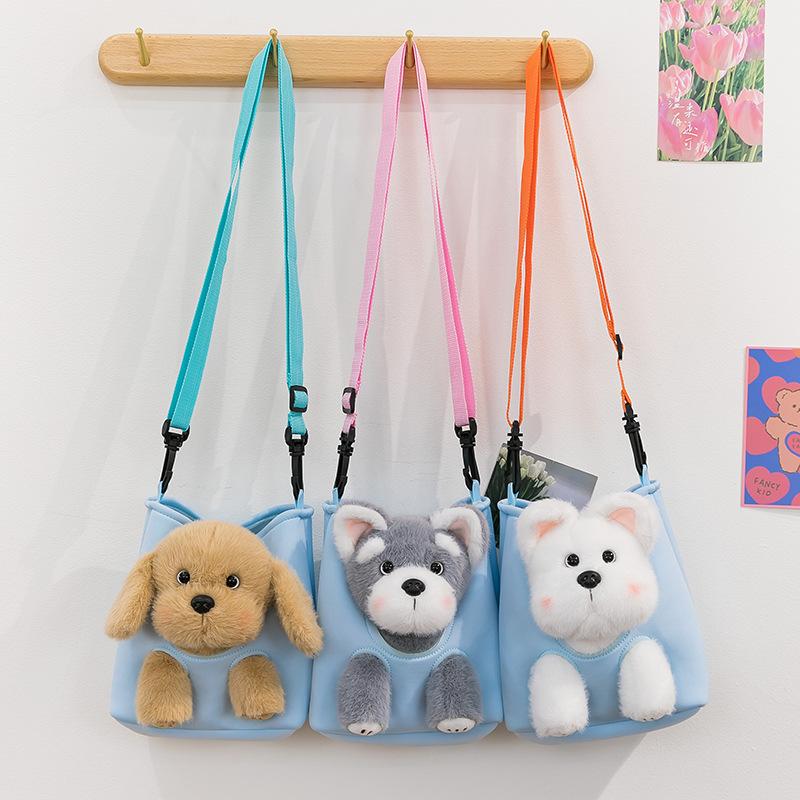 West Highland Peek-a-boo Plush Toys Kids Dolls Girls Pet Schnauzer Backpack Golden Retriever Birthday Gifts