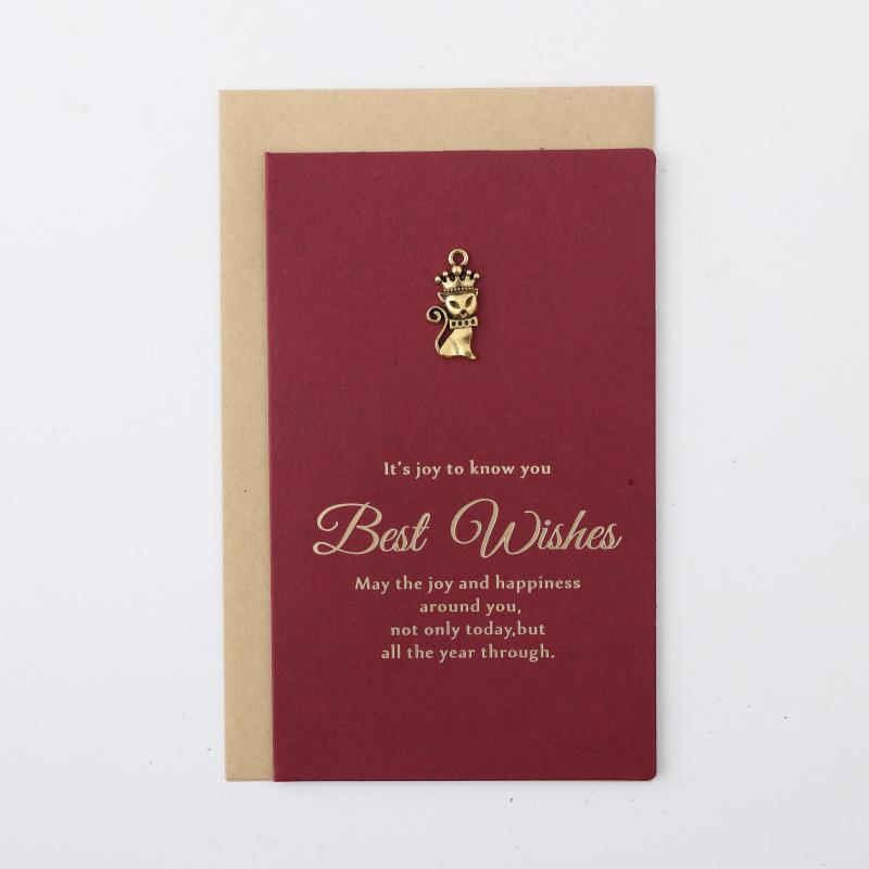 Korean Retro Metal Greeting Card with Envelope: Birthday & Thanksgiving Blessings