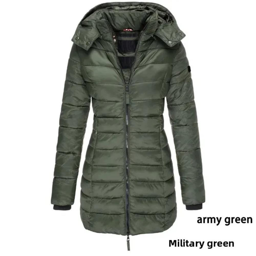 Damen Winter Baumwolljacke Slim Fit Daunen-Baumwollmantel Warme Oberbekleidung Langarm Modisch Mittellang