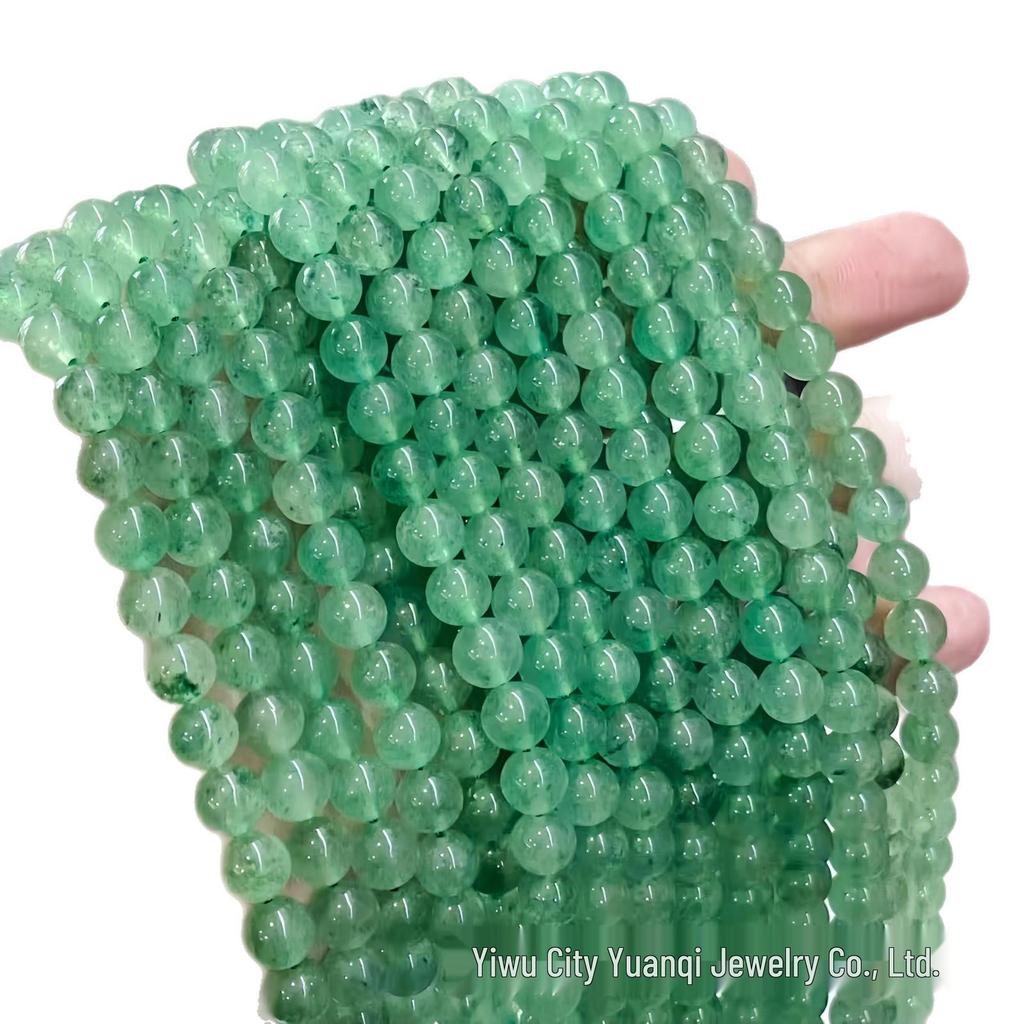 Yuanqi Jewelry Natural Green Strawberry Quartz Round Beads Bracelet DIY Handmade Accessories.