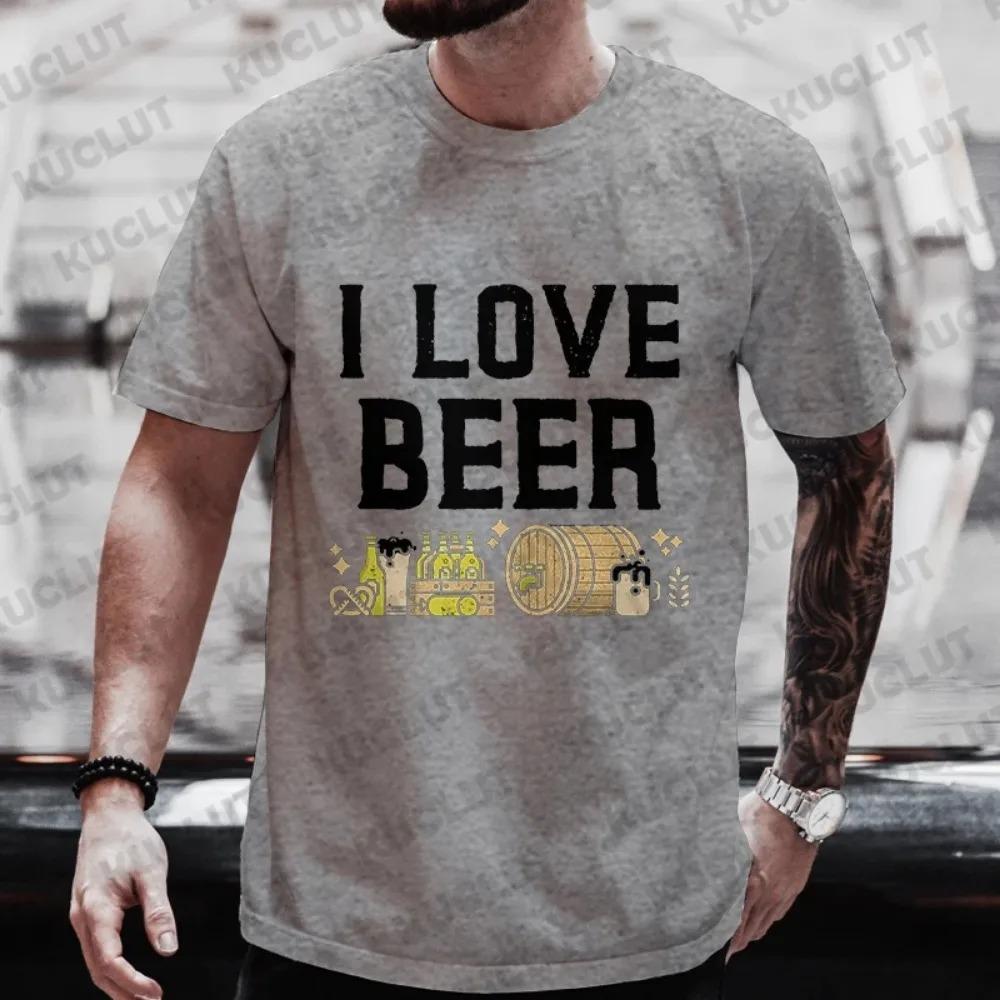 I Love Beer Funny Graphic T Shirts Men Y2k Streetwear Friends Beer DAY Drinker Party Tops Plus Size Clothes Short Sleeve Tees