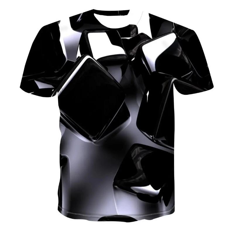 New Men's Casual Printed T-shirt O-Neck Fashionable and Fun Three-Dimensional Short Sleeved Plus Size Comfortable Top