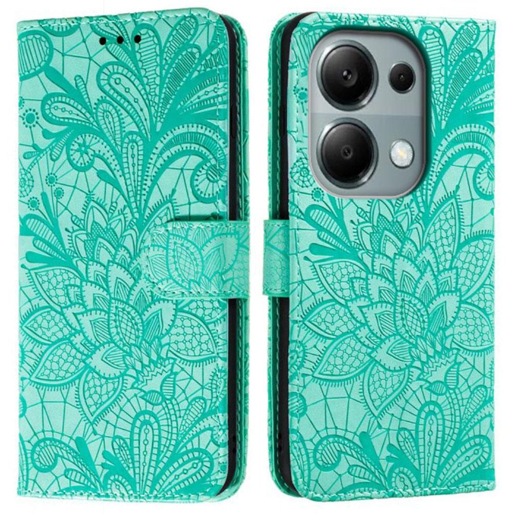 For Xiaomi Redmi Note 13 Pro 4G/Poco M6 Pro 4G Case Lace Flowers PU Leather Flip Wallet Phone Cover