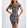 Popolare Abito Sexy da Donna alla Moda Europea e Americana, aderente, slim-fit, stampato, monospalla