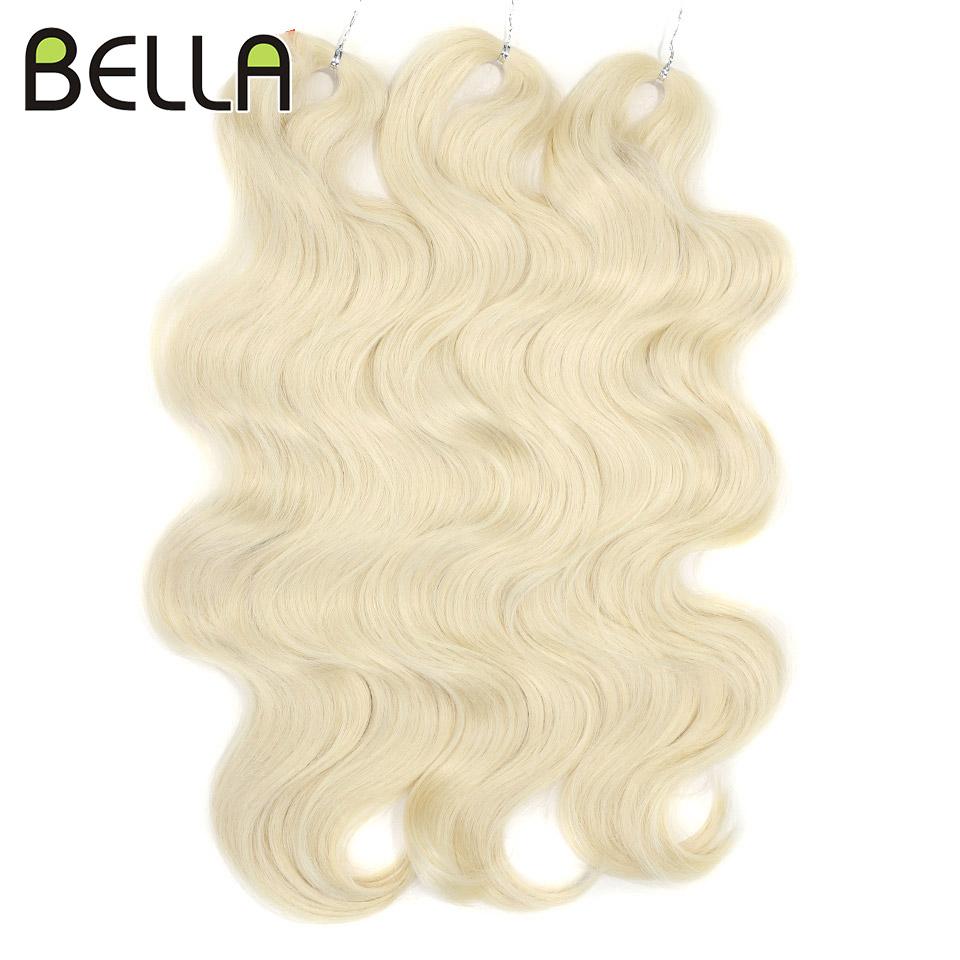 BELLA 24 Zoll Body Wave Häkelhaar 3 Stück Synthetisches Haar Zöpfe Kunsthaar Ombre Blond Braun Natürliche Flecht-Haarverlängerungen