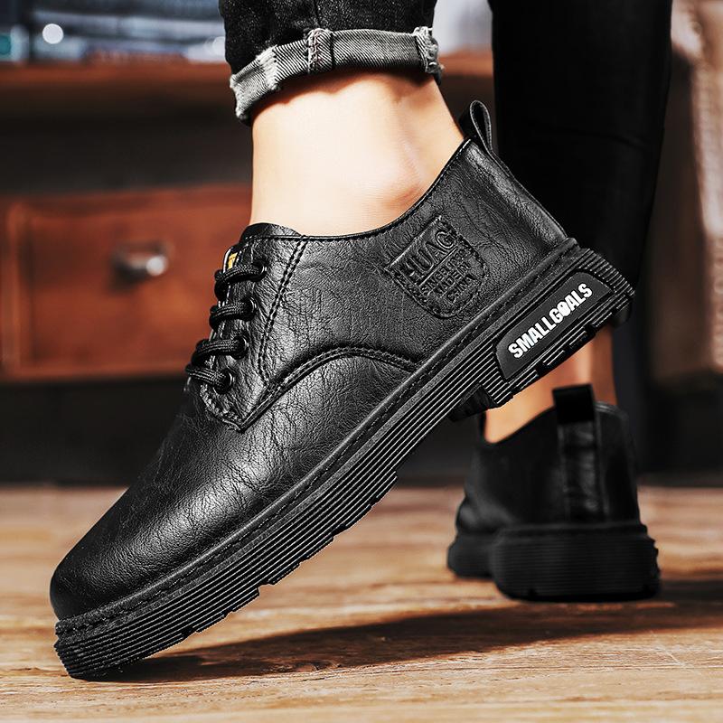 

Мужская обувь, весенние новинки, деловая повседневная кожаная обувь, модная универсальная обувь, мужские нескользящие рабочие туфли с одной педалью 44 чёрный