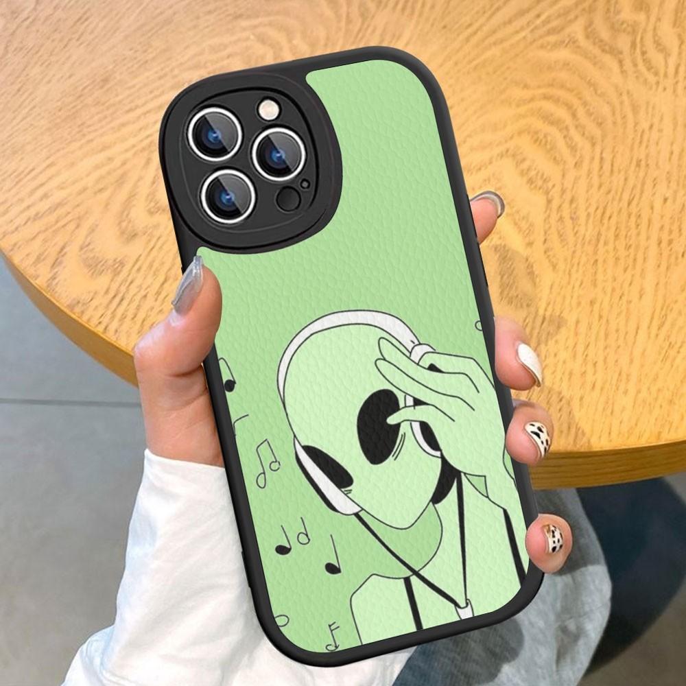 Estetyka Uroczy Kreskówkowy obcy kosmiczny Etui na telefon Twarda Skóra Dla iPhone 14 13 12 Mini 11 14 Pro Max Xs X Xr 7 8 Plus Fundas