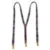 Retro Plaid Y-Shape Suspenders with Strong Three-Jaw Clips for Adults