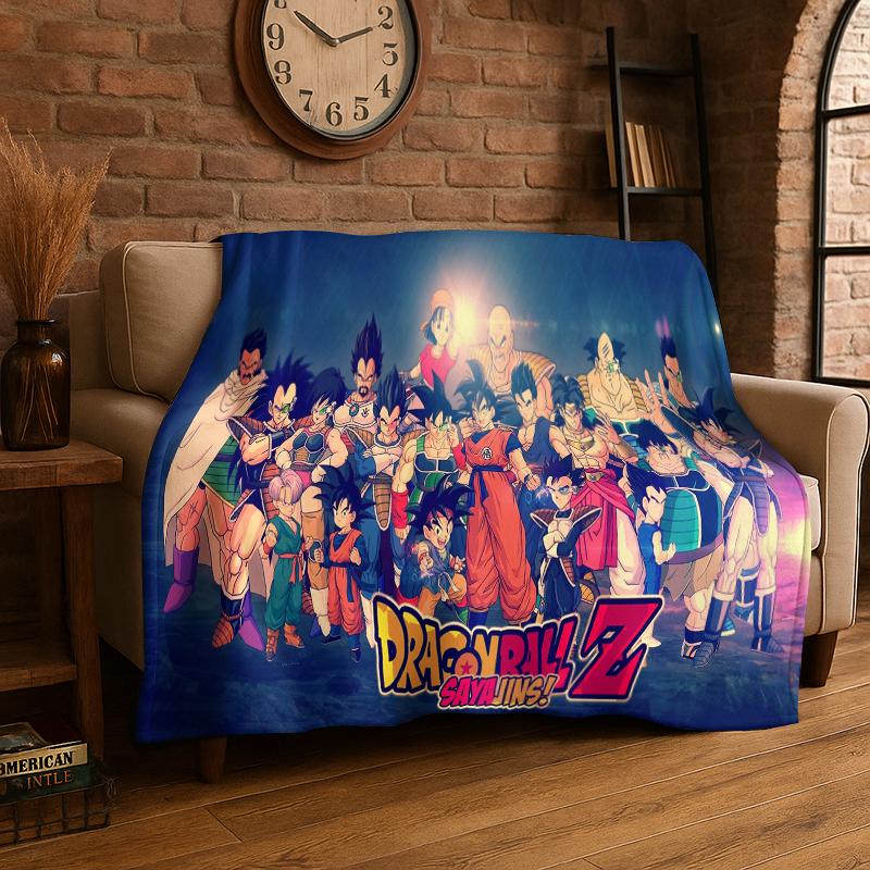 Cartoon D-Dragon Ball Anime Game Flannel Blanket Soft Warm Throw Blanket for Bedroom Living Room Bed Travel Camping Picnic Kid
