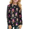 Children's Witch  Printed Long Sleeved Round Neck Top With Floral Print For Daily Casual T-shirt