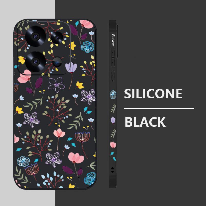Small Flowers Print Lanyard Case For Xiaomi Poco X6 X5 F6 14T 13T Pro Redmi Note 13 14 4G 12 13 14 Pro Plus 5G TPU Phone Cover