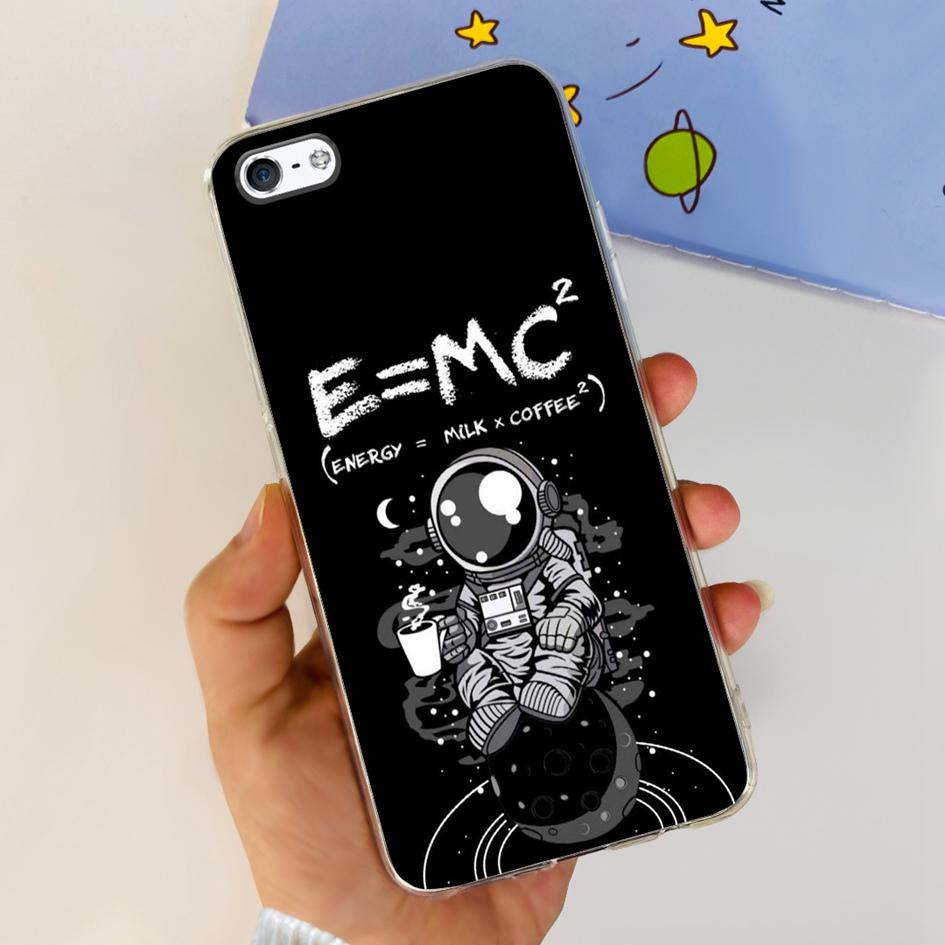 For iPhone 5 5S Case Fashion Astronaut Art Painted Shockproof Soft Cover For iPhone SE 2016 2020 SE2 TPU Funda on iPhone5 Bumper