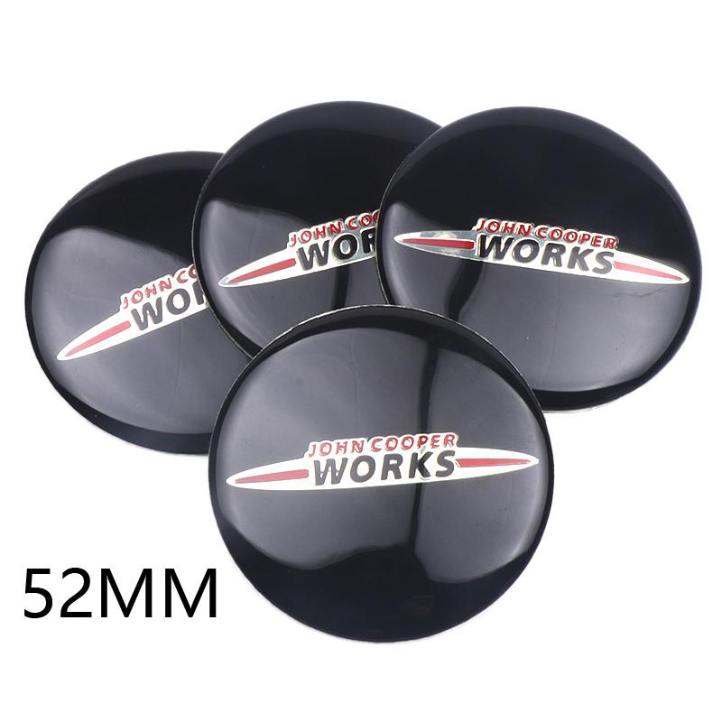 52mm 4pc Car Wheel Center Hub Cap Rim Cover Stickers For Mini Cooper JCW Works Hatch F54 F55 F56 F57 F60 R50 R52 R53 R55 R56 R57 Cnjaw55