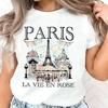 Dames Paris Bezienswaardigheden Print T-shirt Mode Casual Ronde Hals Korte Mouw T-shirt Vintage Top Kleding Comfortabel Zacht Katoen