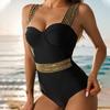 European & American Women's Slimming One-Piece Bikini with Steel Support & Stylish Stitching