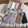 Crossbody Long Lanyard Quilted Leather Wristletband Cards Solt Phone Case for iPhone 17 Pro Max 16 15 14 13 12 Shockproof Cover