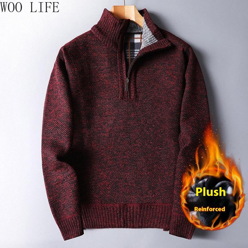 Men Fleece Lined Zip Up Sweater Heavyweight Knit Jacket Oversized Winter Warm Pullover Outerwear