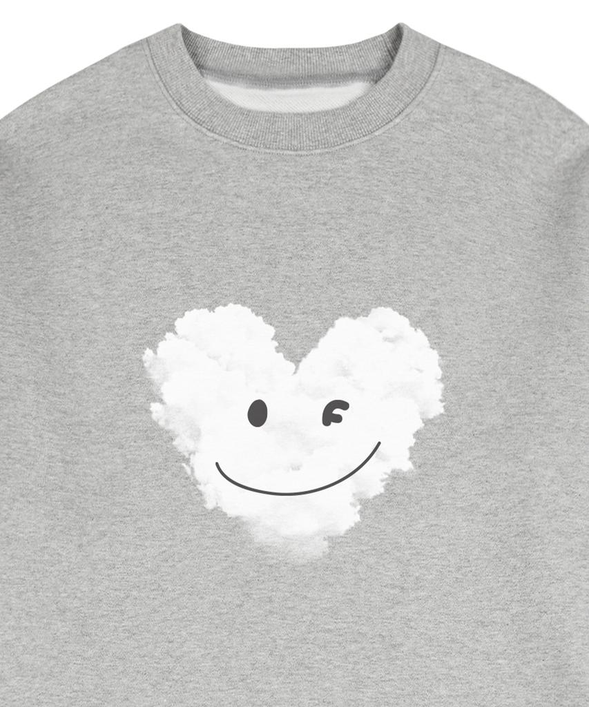 GRAVER [Unisex] Big Cloud Heart Smile Sweatshirt_Gray
