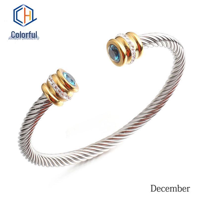 European & American 18K Gold-Plated Stainless Steel Bracelet with Zirconia