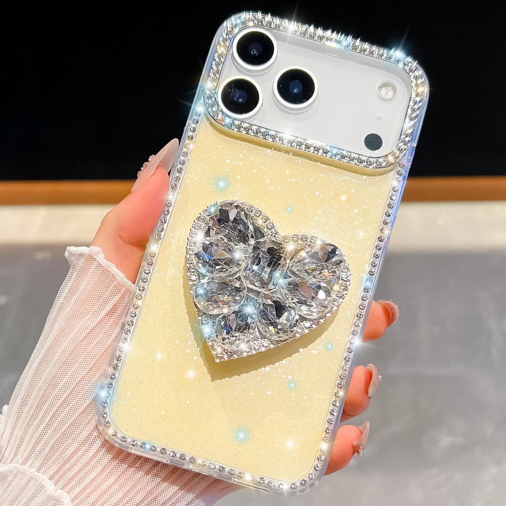 Gem Love Ständer für IPhone17Air Handyhülle für Apple 16E Diamant Glitzerpuder 15Promax