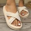 Women's Large Size Soft Soled Slippers Fashionable Beach Holiday One Word Solid Color Casual Outerwear Slipper Versatile Shoes