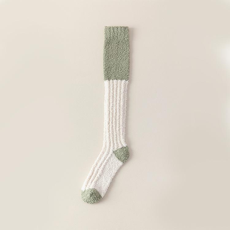 Autumn and Winter Coral Fleece Socks, Women's Warm Thigh-high Socks, Thickened Calf Fleece Sleep Socks, Fleece Home Socks
