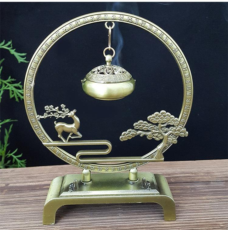 

Подвесная курильница для благовоний Fu Lu Shou, металлический олень с деревом, украшения для домашнего декора, спиральная курильница для благовоний