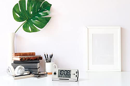 Seiko Clock NR539W Radio-Controlled Digital Alarm Clock, Loud Volume, PYXIS RAIDEN White Pearl, 77 X 167 X 57mm